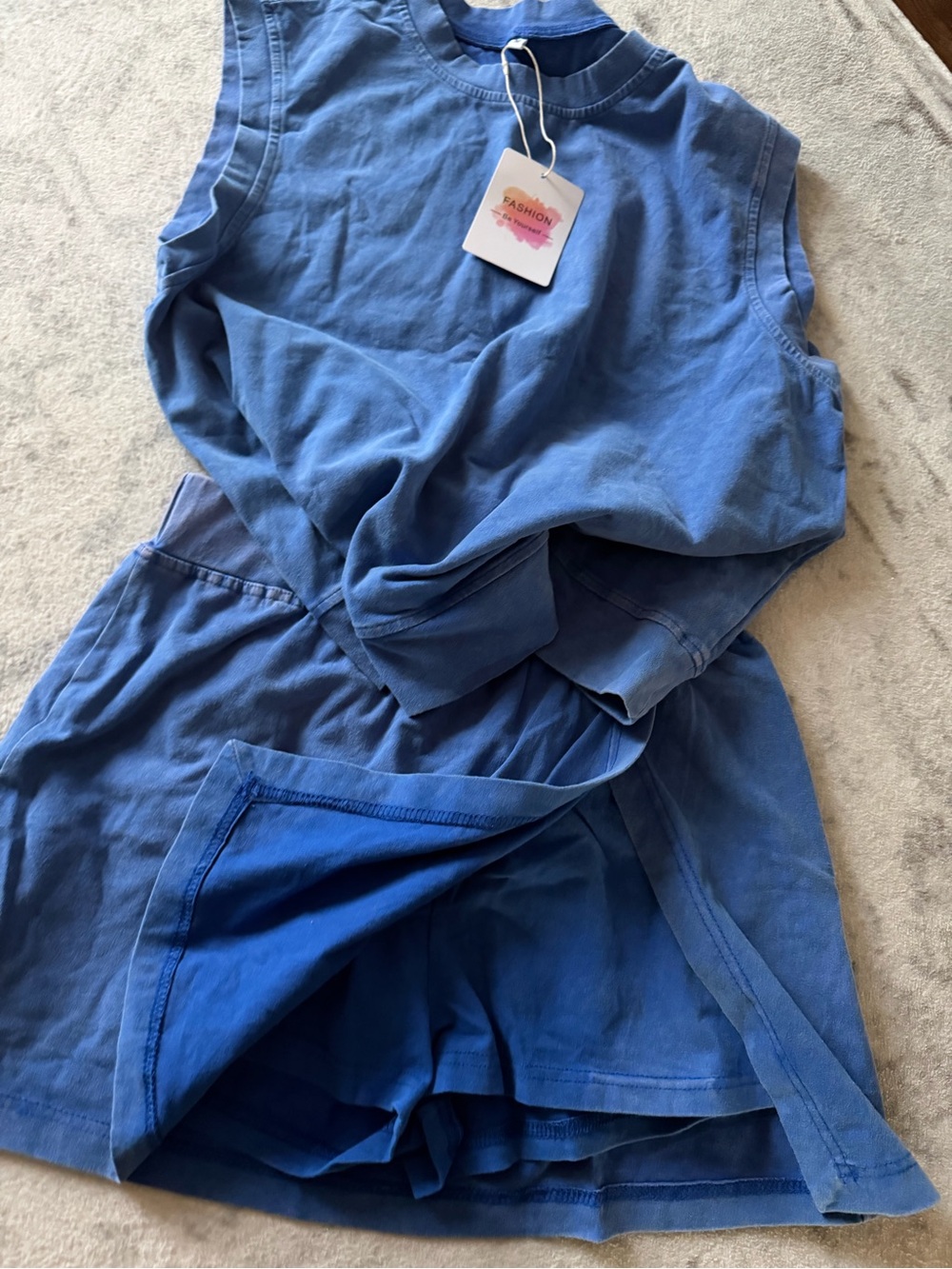 Blue Women's Casual Pull-On Skort and Muscle Tee set - Picture 2 of 3
